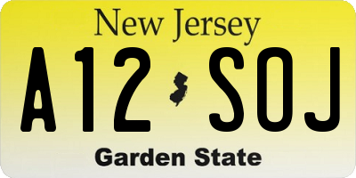NJ license plate A12SOJ