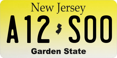 NJ license plate A12SOO