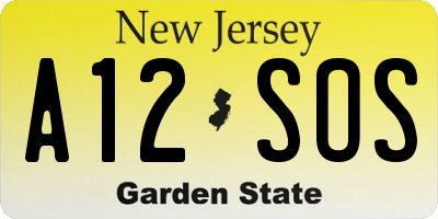 NJ license plate A12SOS