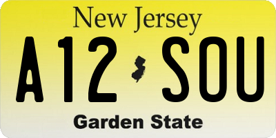 NJ license plate A12SOU