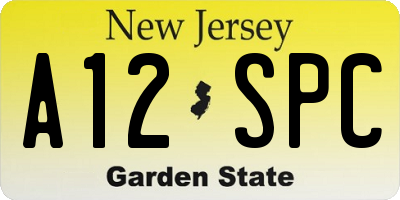 NJ license plate A12SPC