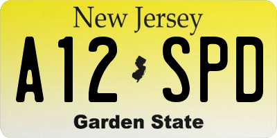 NJ license plate A12SPD