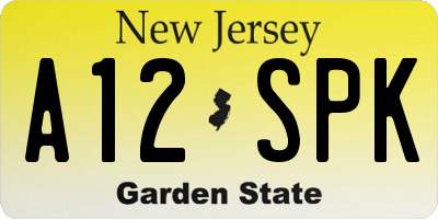 NJ license plate A12SPK