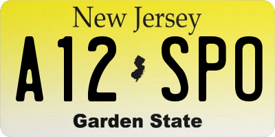 NJ license plate A12SPO