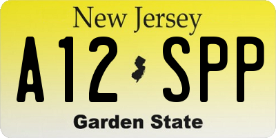 NJ license plate A12SPP