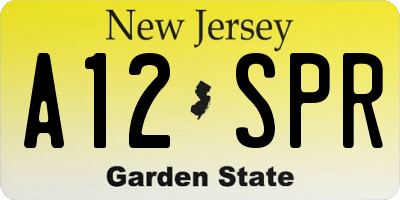 NJ license plate A12SPR