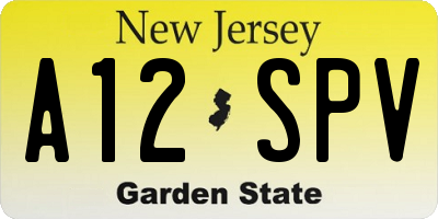 NJ license plate A12SPV