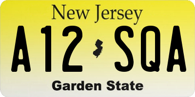 NJ license plate A12SQA