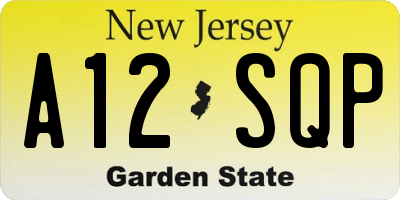NJ license plate A12SQP