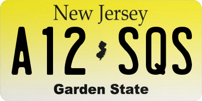 NJ license plate A12SQS