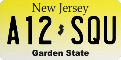 NJ license plate A12SQU