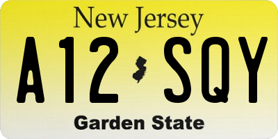 NJ license plate A12SQY