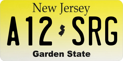 NJ license plate A12SRG