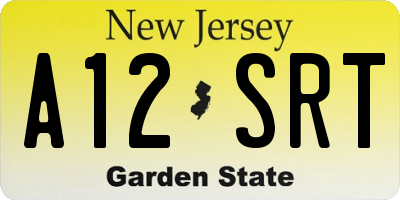 NJ license plate A12SRT