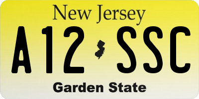 NJ license plate A12SSC