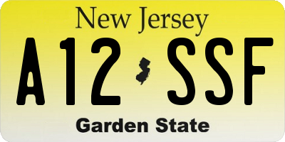 NJ license plate A12SSF
