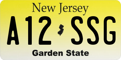 NJ license plate A12SSG