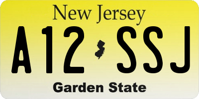 NJ license plate A12SSJ