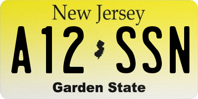 NJ license plate A12SSN