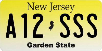 NJ license plate A12SSS