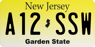 NJ license plate A12SSW