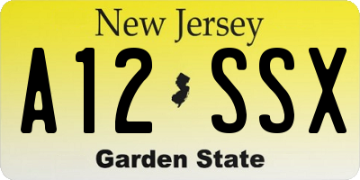 NJ license plate A12SSX