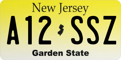 NJ license plate A12SSZ