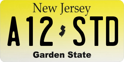 NJ license plate A12STD