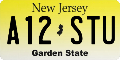 NJ license plate A12STU