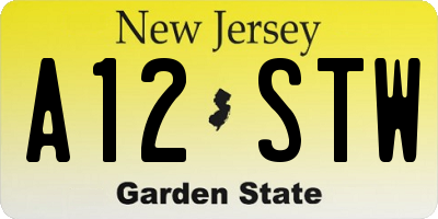 NJ license plate A12STW