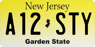 NJ license plate A12STY