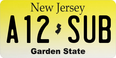 NJ license plate A12SUB