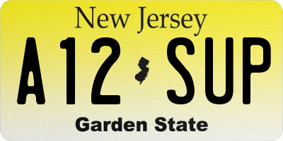 NJ license plate A12SUP