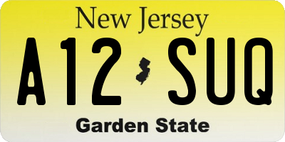 NJ license plate A12SUQ