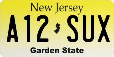 NJ license plate A12SUX