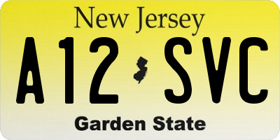 NJ license plate A12SVC