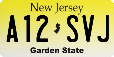 NJ license plate A12SVJ