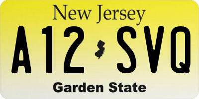 NJ license plate A12SVQ