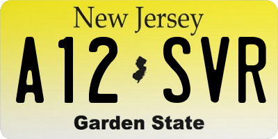 NJ license plate A12SVR