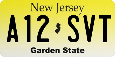 NJ license plate A12SVT