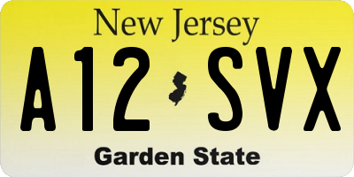 NJ license plate A12SVX