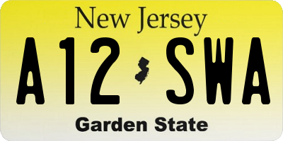 NJ license plate A12SWA