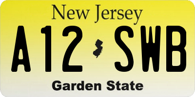 NJ license plate A12SWB