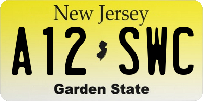 NJ license plate A12SWC