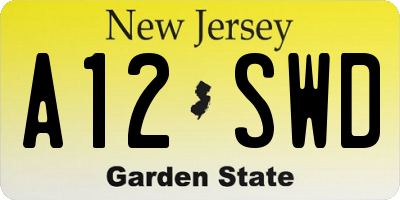NJ license plate A12SWD