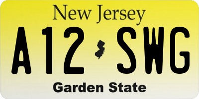 NJ license plate A12SWG