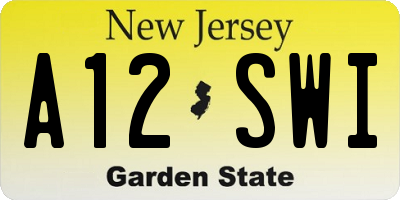 NJ license plate A12SWI