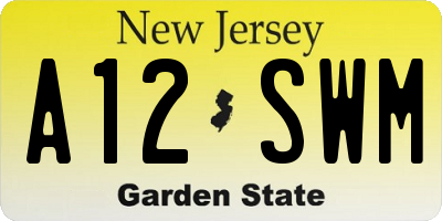 NJ license plate A12SWM