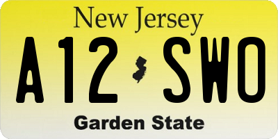 NJ license plate A12SWO