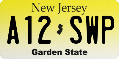 NJ license plate A12SWP